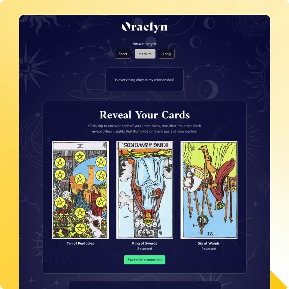 A mobile and a tablet showcasing the Oraclyn tarot application.